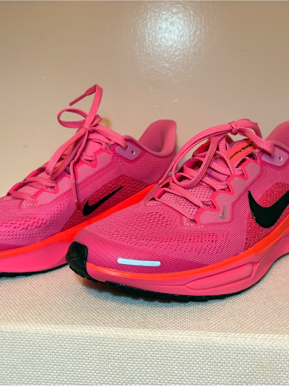 Nike Women's Hot Pink Running Sneakers with Black Swoosh